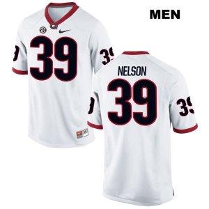 Men's Georgia Bulldogs NCAA #39 Hugh Nelson Nike Stitched White Authentic College Football Jersey GFL8854HH